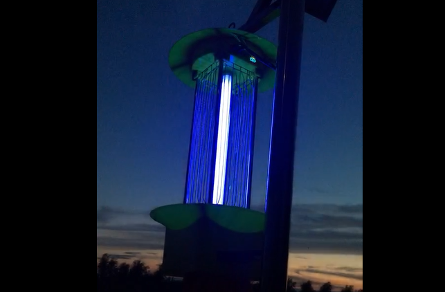 夜晚中的殺蟲燈 殺蟲聲音像炒豆